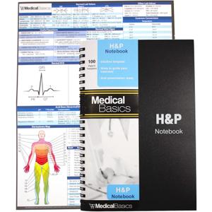 H&P notebook - Medical History and Physical notebook, 100 medical templates with perforations