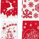 Artoid Mode Elk Merry Christmas Kitchen Towels and Dish Towels Red, 18 x 26 Inch Snow Winter Xmas Holiday Ultra Absorbent Drying Cloth Tea Towels for Cooking Baking Set of 4