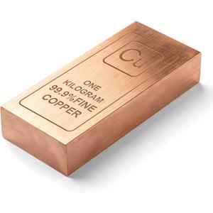 Solid Copper Bar 1 KG(2.2lb) | 99.9% Pure Copper (Cu 999) | Decorative Collectible Ingot for Display, Crafts & Educational Use