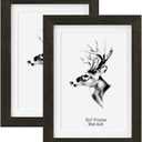 Yaetm 5x7 Black Picture Frame with Mat for 4x6 Set of 2, Solid Wood Photo Frames with Tempered Glass, 5 by 7 Wooden Picture Frames Display on Tabletop or Wall Mounting (2 Pack, Anthracite Black)