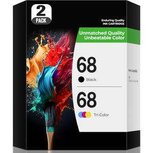 68 Ink Cartridges for Envy 6555e 6155e Ink Compatible with HP 68 Black Color Ink Cartridges Combo Pack Compatible with Envy 6552e 6555e 6155e 6152e 6558e 6552 e 6555 e Printer (1 Black, 1 Tri-Color)
