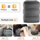 Maliton Inflatable Travel Foot Rest Pillow, Airplane Bed for Kids, Car Foot Leg Rest Pillow, Adjustable Height for Airplane, Car, Train, Home, Office(Dark Grey, 1 Pack)