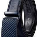 VATAN Men's Belt Leather Ratchet Belt for Men Dress Casual Every Day with Adjustable Buckle, Trim to Fit (Navy Blue)