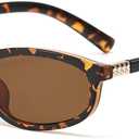 HJSTES Retro Oval Sunglasses for Women Trendy Cat Eye Sunnies Vintage Narrow 90s Y2k Designer Sun Glasses