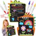 First Day of School Sign (11 x 13) - Double Sided Back to School Board, First Day of Preschool & Kindergarten Sign - Kids Chalkboard for Boys & Girls + 3 Chalk Markers