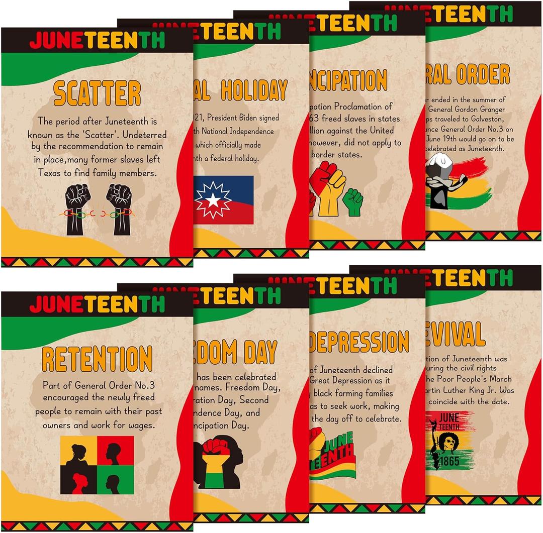 WATINC Juneteenth History Inspirational Poster - 8pcs Black History Month Classroom Decorations, June 19th African American Freedom Day Learning Materials Bulletin Board Wall Decor School Supplies