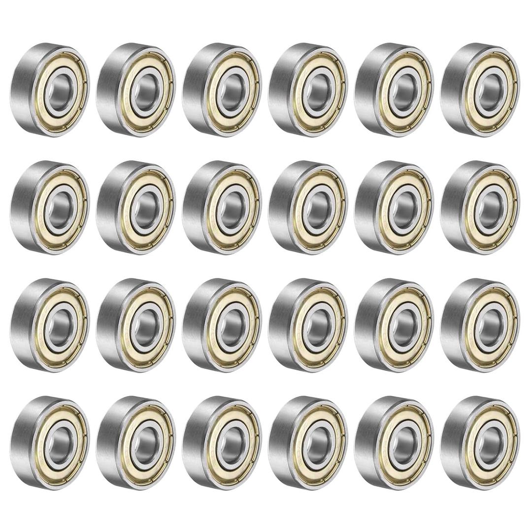 uxcell 24pcs 608ZZ Deep Groove Ball Bearings 8 x 22 x 7mm High Carbon Steel Double Shield Bearings for Electric Motor, Home Appliances, Garden Machinery C3 Silver Tone