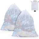 OTraki Ex-Large Mesh Laundry Bag 36x43 Inch Drawstring Laundry Wash Bags 2 Pack Dirty Clothes Net Laundry Bag Heavy Duty Travel Storage Organize Bag Don't Drying, Melting 140-176 White
