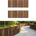 LaLaGreen Wooden Garden Edging Border (30" x 12", 2 Pack) Brown Wood Fence Panel with Metal Stakes, Decorative Flower Bed Landscape Fencing for Lawn Yard Dog Barriers Patio Pathways Outdoor Tree Decor