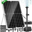 FEOXSHAL Solar Fountain Pump, 25W Solar Pond Pump 450GPH Solar Powered Water Fountain with 16.5Ft Extendable Power Cord, 4 Style Sprayers and Barrier Bag for Ponds, Water Features