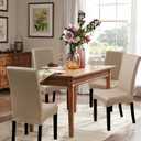 Waterproof Dining Chair Covers - Solid Oilproof PU Leather Chair Covers 2 Pack, Stretch Protector for Kitchen & Dining Room (Khaki, 2PC)