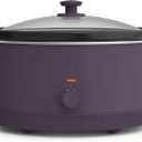 bella 6.0 Qt Manual Slow Cooker, Ceramic Nonstick Coating, 3 Temperature Settings, Dishwasher Safe Stoneware Pot and Tempered Glass Lid, Cool Touch Handles & Tangle Free Cord Wrap, Plum