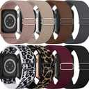8 Pack Stretchy Solo Loop Band Compatible with Apple Watch Bands for Women Men 40mm 38mm 41mm 42mm 44mm 45mm 46mm 49mm, Nylon Braided Strap for iWatch Series 11 10 9 8 7 6 SE 5 4 3 Ultra 3 Ultra 2 (Leopard/Black/Brown/Pink/Milk Tea/Gray/Wine/White Leopard)