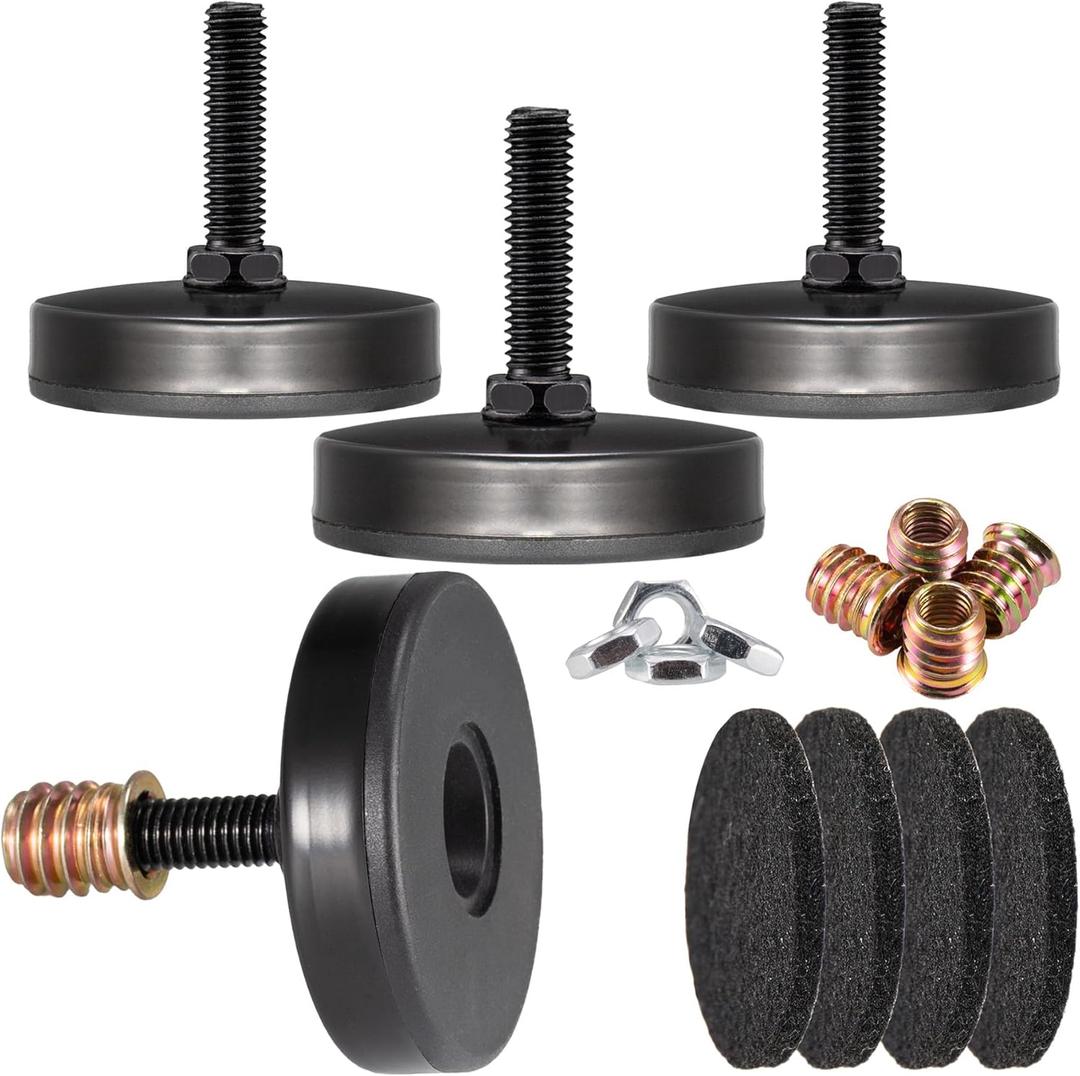 M8 Leveling Feet Heavy Duty, 2" Base Dia Adjustable Furniture Levelers with Felt Pads & Nylon Base for Workbench Cabinet Table, 1600LB Capacity Floor Protector