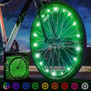 Activ Life LED Bike Wheel Lights with Batteries Included, Get 100% Brighter and Visible from All Angles for Ultimate Safety & Style (1 Tire Pack, Green)