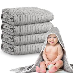 Chumia 4 Pieces Muslin Hooded Baby Towels for Newborn Girls Boys 32"x 32" Cotton Infant Bath Towel Absorbent Unisex Hooded Blankets for Babies Toddler, Newborn Registry Baby Gift (Light Gray) Chumia 4 Pieces Muslin Hooded Baby Towels for Newborn Girls Boys 32"x 32" Cotton Infant Bath Towel Absorbent Unisex Hooded Blankets for Babies Toddler, Newborn Registry Baby Gift (Light Gray)