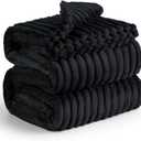 Bedsure GentleSoft Blankets Queen Size for Bed - Cozy Soft Blankets for Women, Cute Large Fleece Throws for Girls, Black, 90x90 Inches