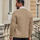 COOFANDY Men's Cardigan Sweater Cable Knit V Neck Button up Sweaters Ribbed Cardigan Sweater with Pockets (Beige, L)