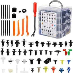 1365Pcs Car Push Retainer Clips Body Clips Plastic Fasteners Kit Fender Rivet Clips 44 Most Popular Sizes Nylon Auto Push Pin Rivets Set for Toyota GM Ford Honda Acura Chrysler,red (orange)