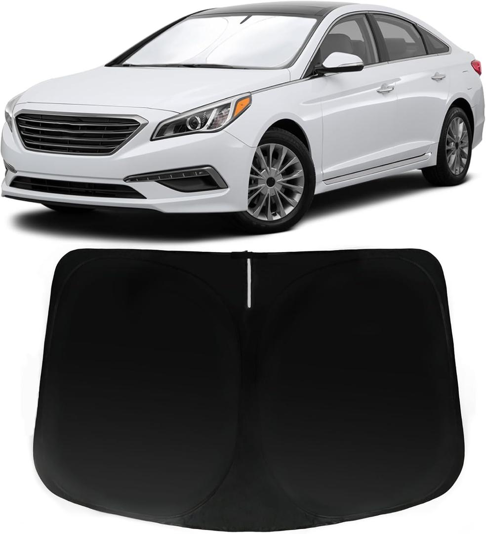 Windshield Sun Shade for Hyundai Sonata 2014-2019 | Car Front Window Sunshade with 240T Sun Visor Protector Blocks UV Rays Heat Sun Shield Accessories