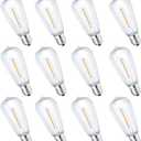 CXLHO 12Pack E17 LED Bulbs ST40 Replacement Light Bulbs, 0.6Watt Per Bulb, Waterproof Shatterproof Dimmable LED Replacement Bulbs for Indoor Outdoor Patio Wedding ST40 String Lights, Warm White, 2700K