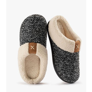 ULTRAIDEAS Women's Indoor Bedroom Slipper with Memory Foam, Gift for Women, Wool-Like House Shoe with Anti-Skid Rubber Sole for Ladies (7-8, Grey)