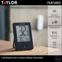 Taylor Wireless Digital Indoor Outdoor Thermometer, Easy to Read Numbers for Patio, Pool, and Indoor Areas, LCD, Black
