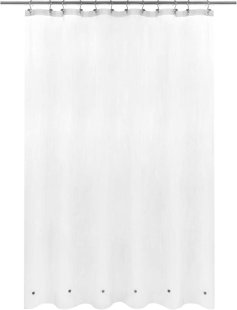 Barossa Design Long Shower Curtain Liner with 6 Magnets - 72" x 78", Waterproof PEVA Shower Liner for Bath Tub, PVC Free, Metal Grommets - Frost, 72x78 (72"W x 78"L (Pack of 1), 2a. Frost)