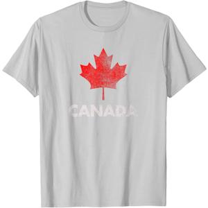 Vintage Retro Canadian Maple Leaf Canada Flag T-Shirt, Large