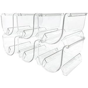 Sutekus 6 Pack Stackable Wine Rack Wine Holder Water Bottle Holder Plastic Counter Top Storage Organizer for Fridge, Cabinet, Pantry, Kitchen