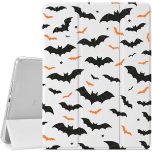 VibrantFruitique Halloween Spooky Bat Case for iPad (A16) 11th Gen 2025 11-inch/10th Gen 2022 10.9 inch Protective Case,Pencil Holder & Clear Soft TPU Back & Trifold Stand Cover for Women