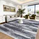 plumlik Area Rug Living Room Rugs 9x12, Large Washable Grey Abstract Carpet