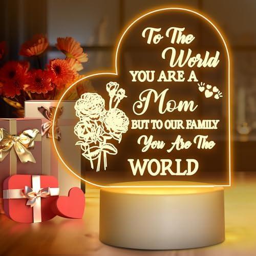 Winzwon Gifts for Mom, Birthday Gifts for Grandma Wife from Daughter Son, Night Light Personalised Presents for New Mom, Mother in Law, Arcylic Room Decoration Pregnant Gift for Mothers Day