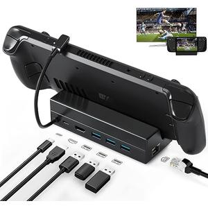 Docking Station: Stream Deck Dock 6-in-1 with HDMI 2.0 4K@60Hz, 1000Mbps Ethernet, 3 USB 3.0 and Fast Charging Port Compatible with Valve