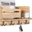 Key and Mail Holder for Wall Decorative - Rustic Mail Organizer Wall Mount, Wooden Letter Sorter Organizer with 4 Key Rack Hooks for Hallway Kitchen Farmhouse Decor (16.5 x 9.1 x 3.4) (Brown)