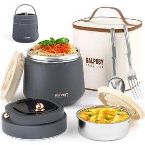 Thermo for Hot Food Adults 40OZ Soup Thermo Lunch Containers Wide Mouth Vacuum Insulated Food Jar Stainless Steel Leakproof Lunch Box with Spoon and Fork, Keeps Food Warm, Ideal Gift for Men and Women (Graphite)