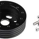 RULLINE 1" Steering Wheel Hub Adapter Conversion Spacer 6 Hole to 3 Hole Steering Wheel Adapter Boss Kit Black
