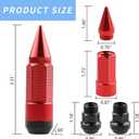 24Pcs Anti Theft Spikes Extended Tuner Wheel/Rims Lug Nut M14X1.5+Socket(Red)