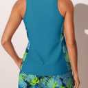 Summer Mae Blouson Tankini Swimsuits for Women 2026 Tummy Control Two Piece Bathing Suits with Sporty Pockets Swim Shorts (Blue), 22W