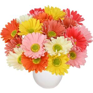 18 Pcs Artificial Gerbera Daisy Flowers Multiclor PU Artificial Fake Daisies Real Touch Bouquet with Stems for Home Arrangements Vase Wedding Birthday Party Office DIY Floral Decorations