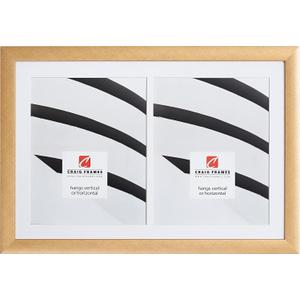 Craig Frames 12 x 18 Inch Distressed Gold Picture Frame, Single White Collage Mat with 2, 8 x10 Inch Openings