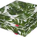 Pcinfuns Outdoor Chair Cushion 22 x 22 Inch Seat Cushions for Patio Furniture Garden Sofa Couch Chair Pads with Adjustable Straps Set of 2, Green Leaves