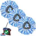 Spin Mop Replace Head, Mop Handle and Base Compatible with Ocedar RinseClean 2Tank System, 3 Mop Replacement Head, 4Section Sturdy Iron 3058in Mop Handle and 1 Triangle Mop Head Cover Combo Set