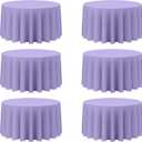 BRILLMAX 6 Pack Lavender Round Tablecloths 120 Inch for 60 Tables - 150 GSM Polyester Fabric, Floor Length Drop, Water, Stain & Wrinkle Resistant Cloth Cover for Wedding Reception Banquet Dining