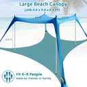 Beach Tent Sun Shelter - 10 x 10 Ft Beach Canopy UPF50+ UV Protection with Sandbags, Poles, Grond Pegs and Anti-Wind Ropes for Camping, Backyard, Picnics and Fishing