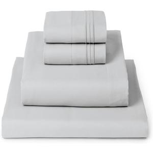 Mellanni Full Sheets Set - 4 PC Iconic Collection Bedding - Hotel Luxury, Extra Soft, Cooling Bed Sheets - Wrinkle, Fade, Stain Resistant (Full, Light Gray)