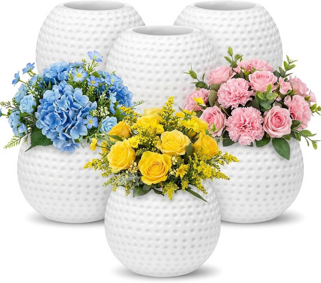 6 Pcs Golf Vase for Table Centerpieces 4 Inch Resin Pots Spring Planters Flower Pot Containers White Flower Containers Decorative Planter for Spring Golf Sport Birthday Events Party Decor
