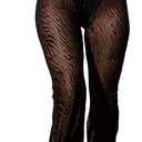 SHENHE Women's Solid Sheer See Through High Waist Wide Leg Cover Up Pants Bathing Suit