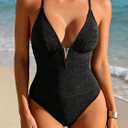 Aidonger One Piece Swimsuit Sexy Deep V Neck Bathing Suit for Women Slimming Low Back Swimwear Tummy Control Swim Suit