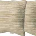 Set of 2 16" Handwoven Wool & Cotton Throw Pillow Cover with Woven Knit Texture, Sand